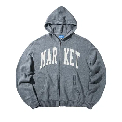 Pre-owned Market Classic Arc Full Zip Sweater Hoodie 'grey' | Men's Size L In Gray