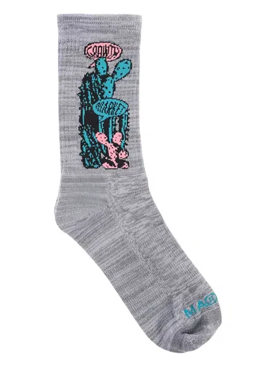 Market Contrasting-design Socks In Gray