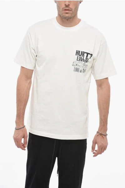 Market Contrasting Printed Crew-neck T-shirt In White