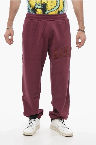 Market Cotton Joggers With Embossed Logo In Burgundy