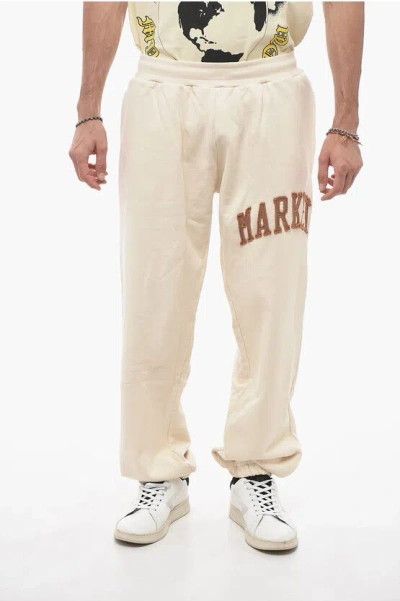 Market Cotton Joggers With Embossed Logo In White