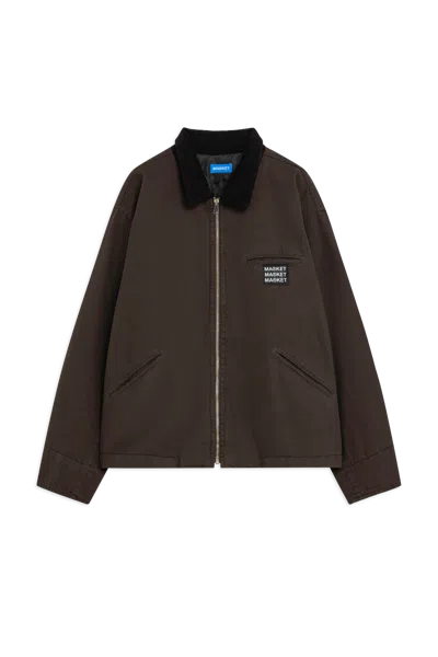 Denim Zip Up Jacket In Brown from Market