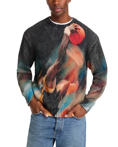 Market Drive Print Crewneck In Blue Multi