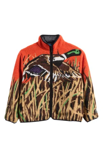 Market Duck Pond High Pile Fleece Jacket In Orange Multi