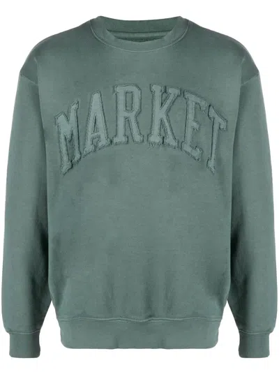 Market Oversized Fit Crew-neck Sweatshirt With Embossed Logo In Alpine