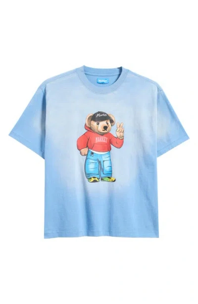 Market Fit Check Bear Cotton Graphic T-shirt In Sky-blue