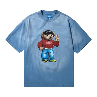 Pre-owned Market Fit Check Bear T-shirt 'sky Blue' | Men's Size L