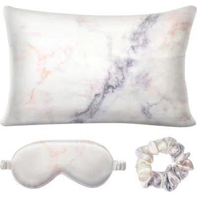 Market Fresh Beauty Silk Sleep Mask, Pillowcase & Scrunchie Set In Marble