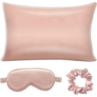 Market Fresh Beauty Mulberry Silk Sleep Mask, Pillowcase & Scrunchie Set In Pink