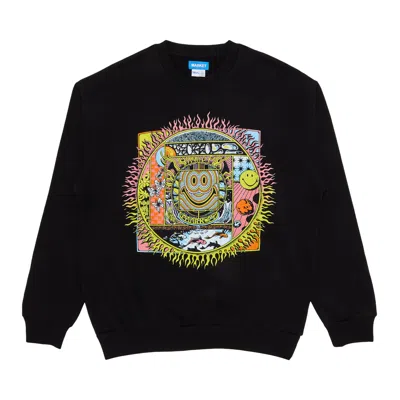 Pre-owned Market Goat Exclusive  Smiley  Sun And Moon Crewneck | Black | Men's Size L