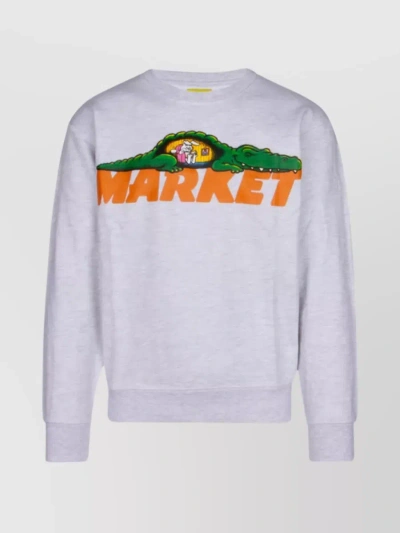 Market Graphic Print Crewneck Sweater In Purple
