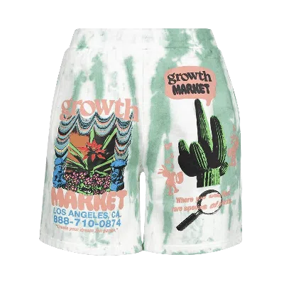 Pre-owned Market Growth Tie Dye Sweatshorts 'green Stripe Tie Dye' In Multi-color