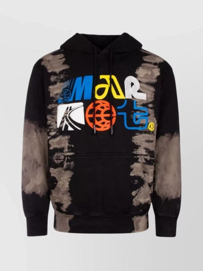 Market Hooded Tie-dye Sweater With Graphic Print In Black