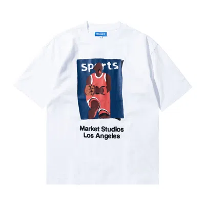 Pre-owned Market Illustrated Basketball T-shirt 'white'