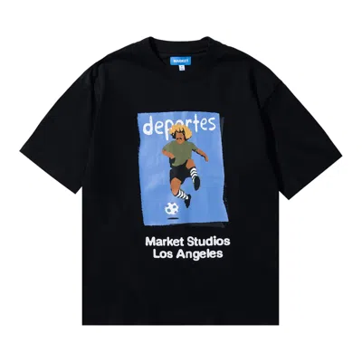 Pre-owned Market Illustrated Soccer T-shirt 'black'