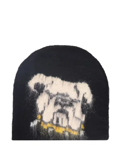 Market Intarsia Knit Beanie In Black