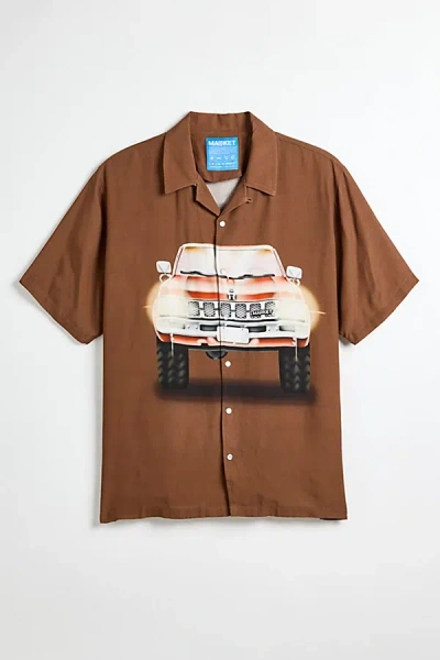 Market Keep Honking Camp Shirt Top In Chocolate At Urban Outfitters