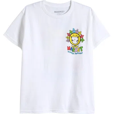 Market Kids' Smiley Global Support Cotton Graphic T-shirt In White