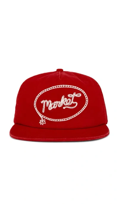Market Lasso Lockup 5 Panel Hat In Red