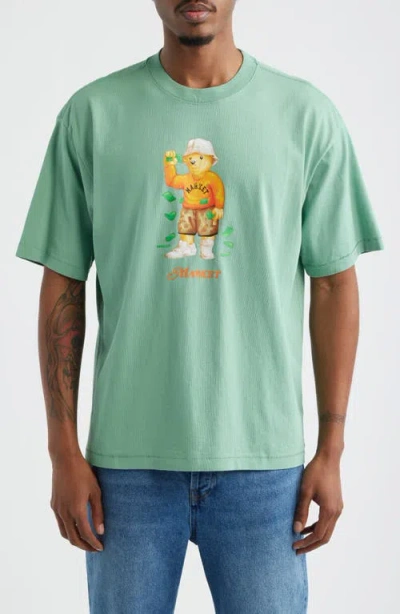 Market Making It Rain Bear Graphic Cotton T-shirt In Green
