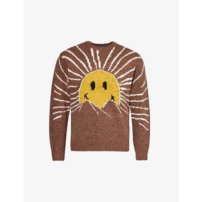 Market Mens Acorn Smiley Sunrise Ribbed-trim Knitted Jumper