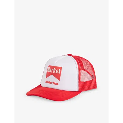 MARKET MARKET MEN'S RED ADVENTURE TEAM BRAND-PRINT WOVEN BASEBALL CAP