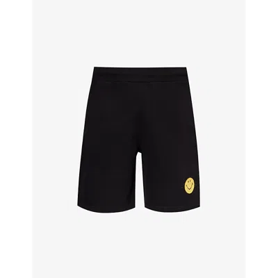 Market Men's Washed Black Smiley-appliqué Mid-rise Cotton-jersey Shorts