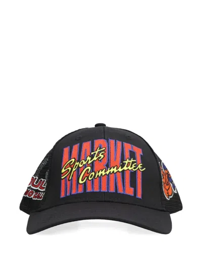 Market Embroidered Baseball Cap In Black