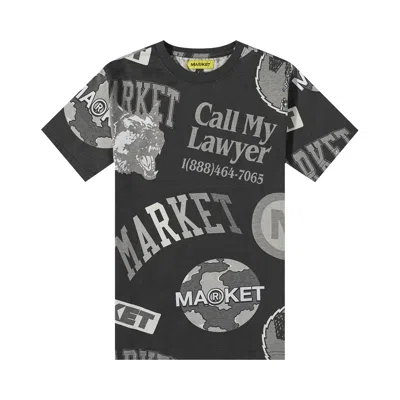 Pre-owned Market Monogram Aop Grayscale Tee 'black'