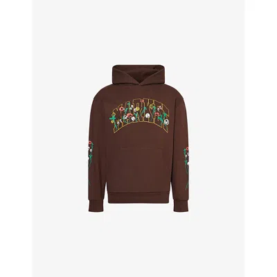 Market Ns Brown  X London Flower  Pansey Graphic-print Cotton-jersey Hoody
