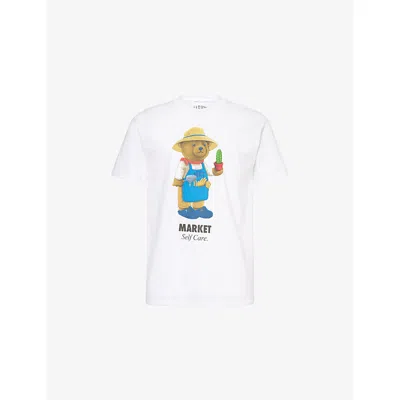 Market Ns  X London Flower  Bear Graphic-print Short-sleeve Cotton-jersey T-shirt White