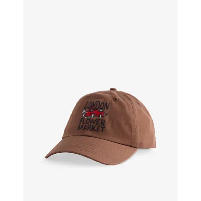 Market Ns  X London Flower  Brand-embroidered Cotton-canvas Cap Brown
