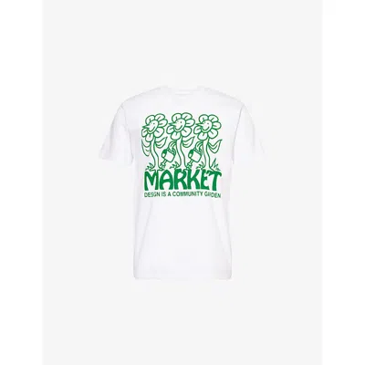 Market Ns White  X London Flower  Community Graphic-print Short-sleeve Cotton-jersey T-shirt Xl