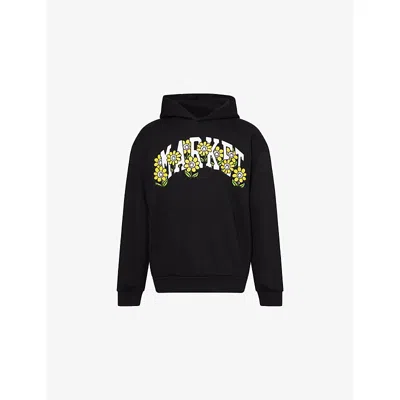 Market Ns Black  X London Flower  Daisy Graphic-print Cotton-jersey Hoody