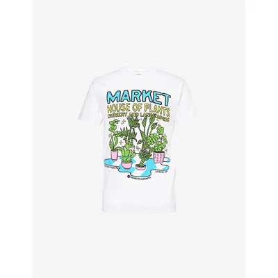 Market Ns  X London Flower  Plant Graphic-print Short-sleeve Cotton-jersey T-shirt White