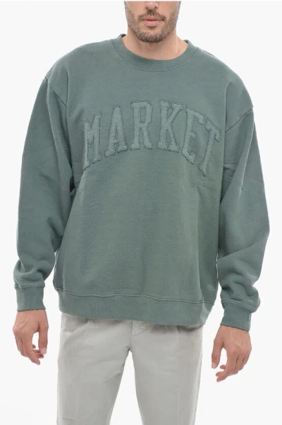 Market Oversized Fit Crew-neck Sweatshirt With Embossed Logo In Green