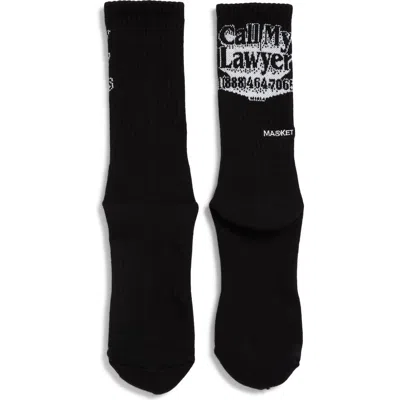 Market Phone Cotton Blend Crew Socks In Black
