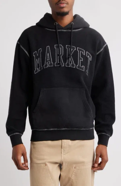 Market Reverse Arc Hoodie In Washed-black