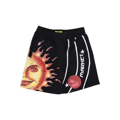 Market Short Fleece Tracksuit Pants For Men  Solar System Aop Sweatshorts Black