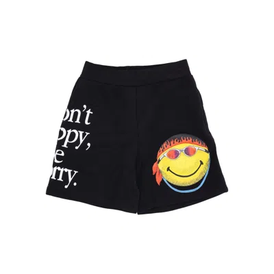 Market Short Tracksuit Pants Men Don't Happy Be Worry Sweatshorts X Smiley Black