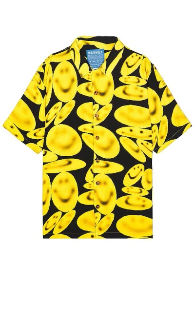 Market Smiley Afterhours Short Sleeve Button Up In 洗水黑
