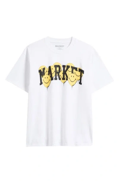 Market Smiley® Balloons Arch Logo Graphic T-shirt In White