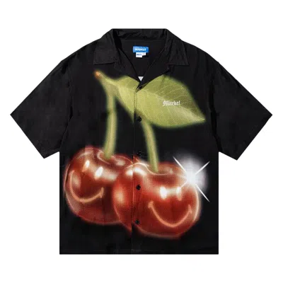 Pre-owned Market Smiley Cherries Short-sleeve Button-up 'black' | Men's Size L