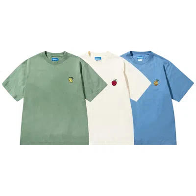 Pre-owned Market Smiley Fruit T-shirt (3 Pack) 'basil/butter Cream/sky' | Green | Men's Size L