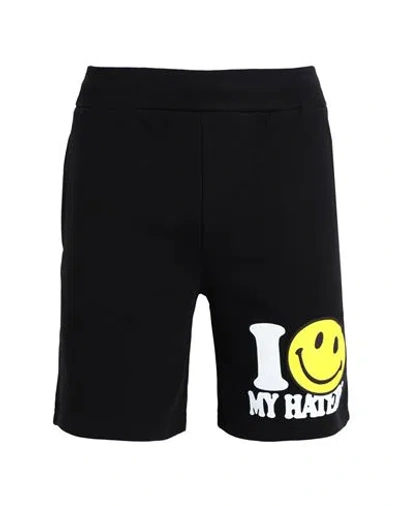 Market Smiley Haters Sweatshorts Man Shorts & Bermuda Shorts Black Size Xl Cotton