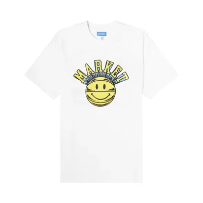 Pre-owned Market Smiley Hoops T-shirt 'white'