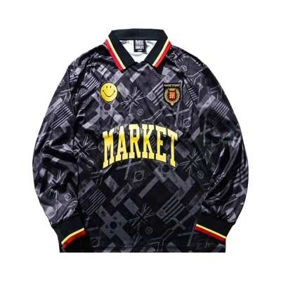 Pre-owned Market Smiley International Flags Long-sleeve Soccer Jersey 'black/grey' | Men's Size S