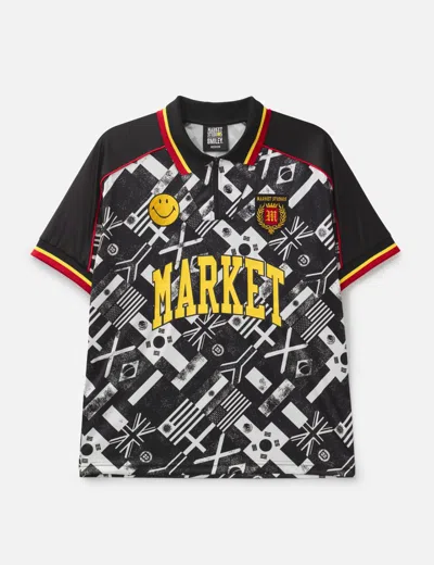 Market Smiley International Flags Short Sleeves Soccer Jersey In Black