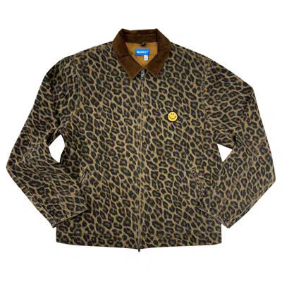 Pre-owned Market Smiley La Work Jacket 'leopard Print/brown' | Men's Size Xl