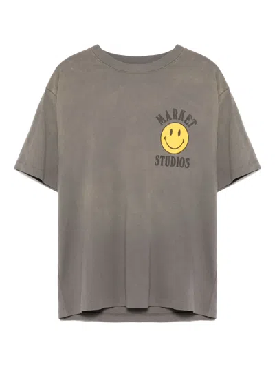 Market Smiley Lockup T-shirt In Grey